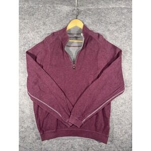 Tommy Bahama 1/4 Zip Reversible Sweater Mens‎ XL Burgandy Gray Cotton Pullover